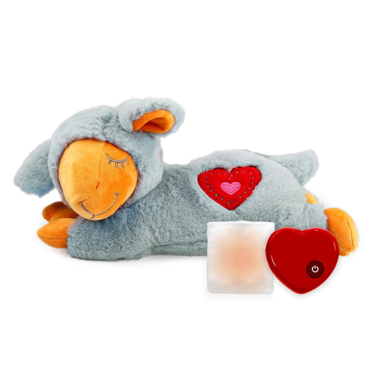 ALL FOR PAWS Heartbeat Puppy with Warm Bag for Dogs, Anxiety Relief Stuffed Animals Toy for Dog Sleep Aid, Comfort Snuggling Plush Puppy Toy for Behavioral Training Aid, Grey Sheep