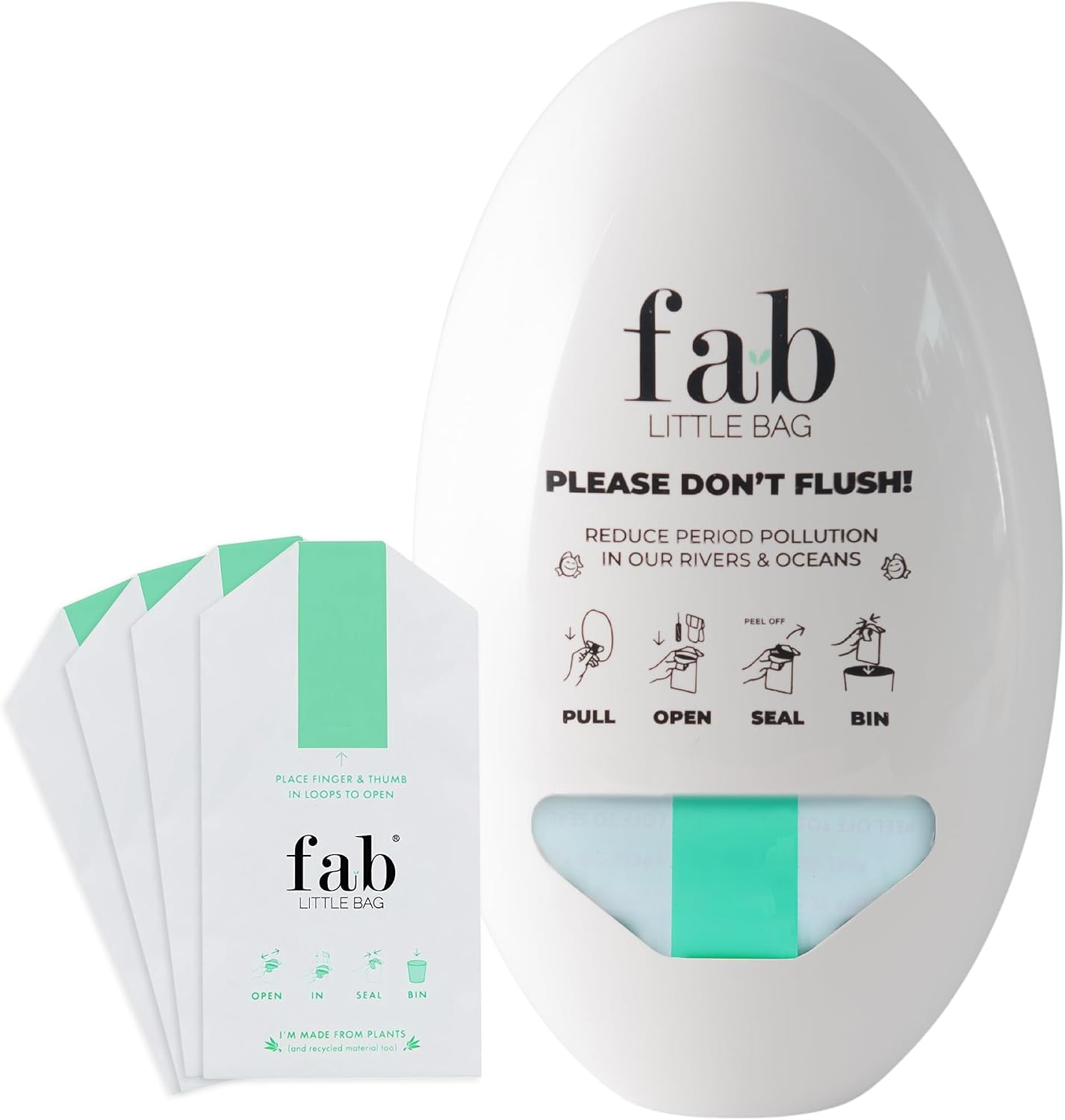 Fab Little Bag Feminine Hygiene Disposable Bags Set for Tampons and Sanitary Pads, Feminine Care Products Kit, Comes with 100 Bags and the Dispenser