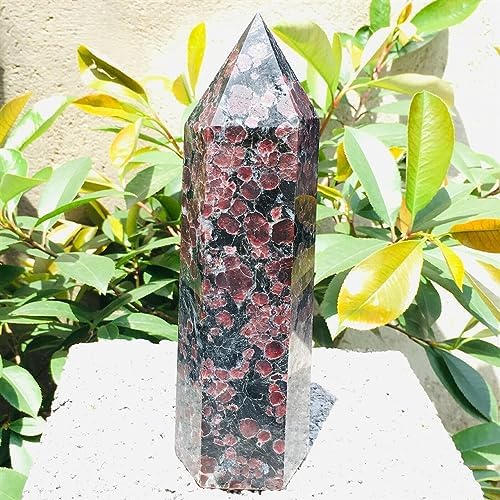 AtkitS Natural Garnet Crystal Obelisk Quartz Crystal Wand Point Healing Stones Tower Natural Quartz Crystals (Size : 100-200g)