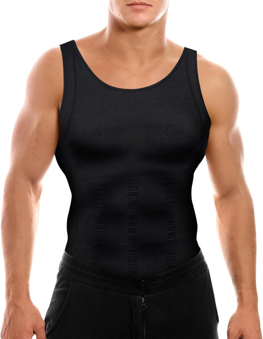 Mens Compression Shirt Slimming Body Shaper Vest Workout Tank Tops Abs Abdomen Undershirts