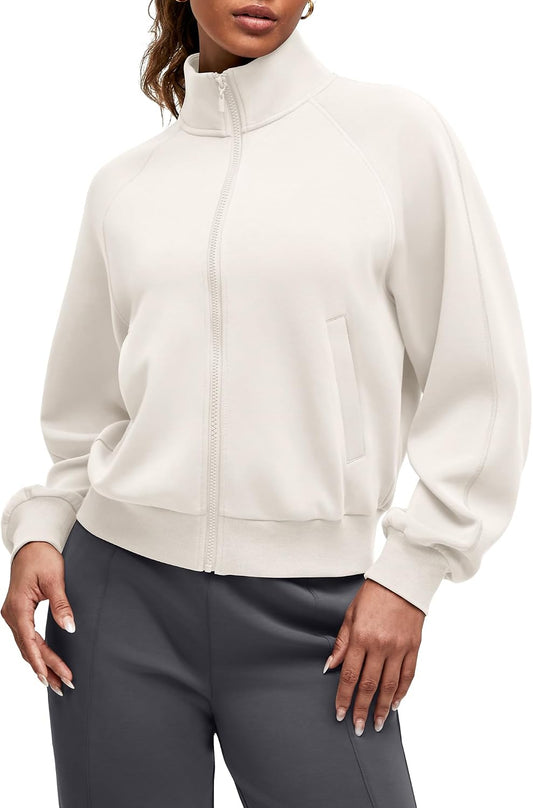 G4Free Smoofit Modal Soft Women's Zip Up Jackets Loose Fit Mock Neck Casual Tops with Pockets