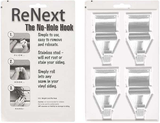 No-Hole Hooks Vinyl Siding Hangers - Low Profile- 4PK