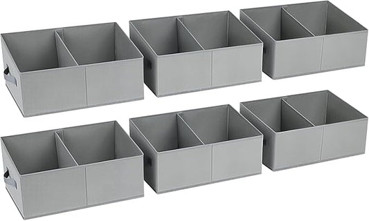 DIMJ Trapezoid Storage Bins for clothes - 6 Packs Closet Organizers and Storage Baskets, Foldable Closet Baskets with Handles and Divider, Closet Storage Bin Toybox for Shelves Living Room Bedroom