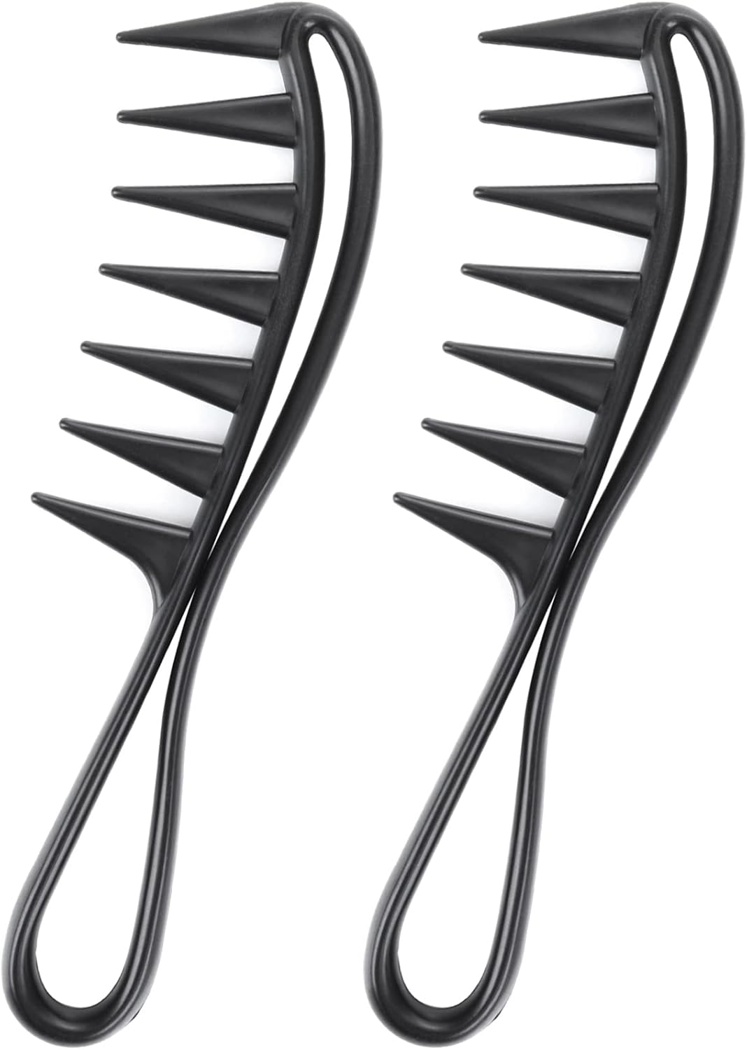 WLLHYF 2 Piece Wide Tooth Comb Curling Shark Combs Hair Styling Accessories Professional Salon Afro Coarse Comb Anti-Static Durable Hairdressing Tool for Men Women Styling Black