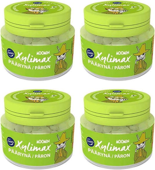 Fazer Moomin Xylimax Pear Taste Pastilles 4 Jars of 90g