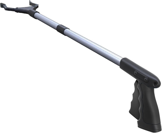 FitPlus 2024 Upgrade PowerGrip T9, Grabber Reacher Tool, Wide Jaw, Foldable, Steel Cable, with 96 Grip Points for Firm Grip, 32" with Magnet (Black, 32 Inch)