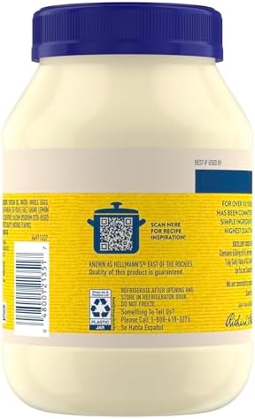 Best Foods Real Mayonnaise Mayo Jar For A Creamy Sandwich Spread or Condiment Gluten-Free, Made With 100% Cage-Free Eggs 30 oz (Pack of 2)