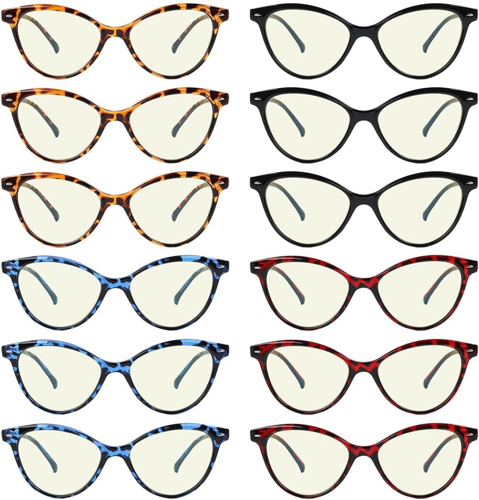 Eyekepper 12 Pack Blue Light Blocking Reading Glasses Cat-eye Pattern Computer Readers for Women +1.75