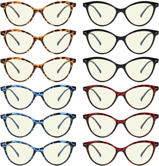 Eyekepper 12 Pack Blue Light Blocking Reading Glasses Cat-eye Pattern Computer Readers for Women +1.75