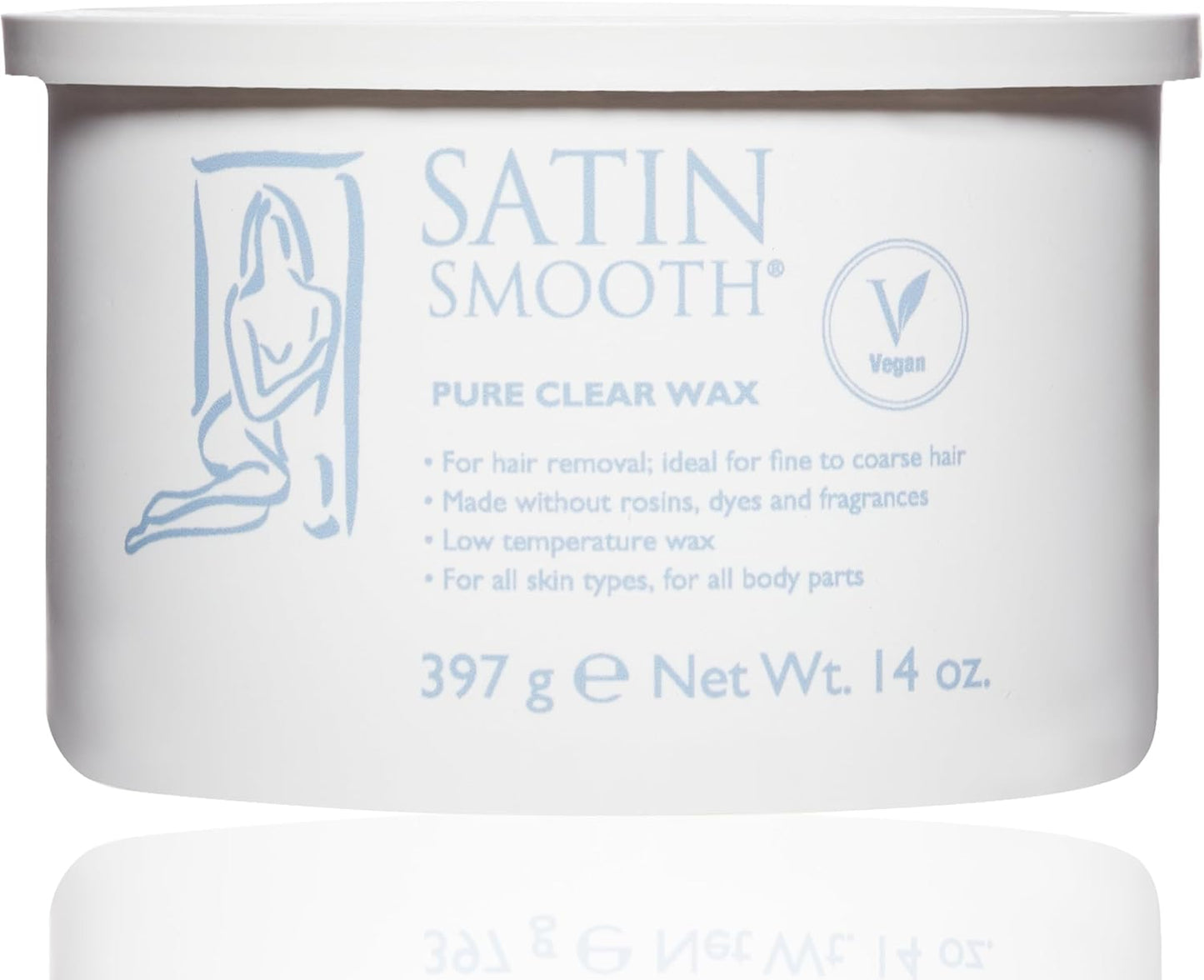 Satin Smooth Pure Clear Soft Wax – Hair Removal Wax for Face & Body, Sensitive Skin, Professional Waxing for Fine to Medium Hair, 14 oz