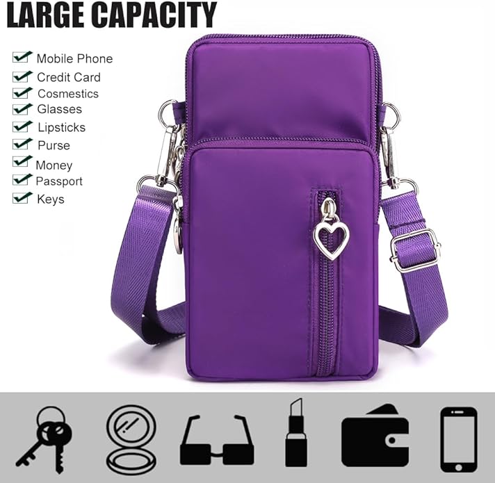 JANKS Small Crossbody Bag for Women - Mini Phone Purses with Crossbody Strap and Wallet - Nylon Arm Bag