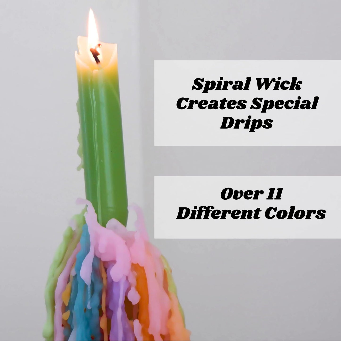 Candlestock Hippie Drippy Drip Candles - Pack of 6 Dripping Tapers - Wine Bottle Melting Candles (Multi Pack (Red, Yellow, Blue, Turquoise, Purple, Pink))