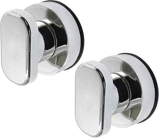 2 Pack Powerful Suction Cup Glass Mirror Door Handle, Refrigerator Drawer Bathroom Suction Cup Wall Armrest, Bathtub Shower Handle Kitchen Drawer Cabinet Knob Suction Cup, Silver