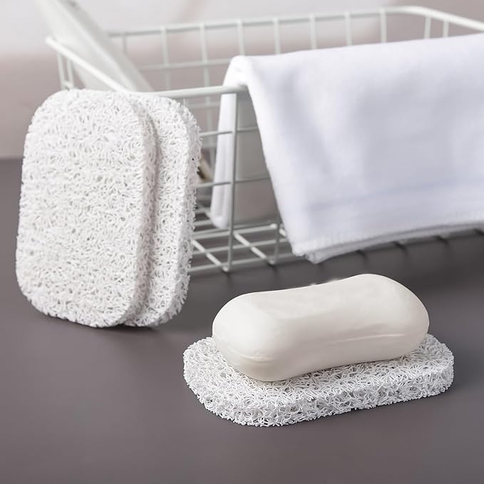 4PCS White Soap Holder PadBPA-Free Savers Pads for Soap Dish,Easy to Clean Soap Lifting Pads Suitable for Shower Kitchen Bathroom Bathroom Travel Hotel Cleaning Products