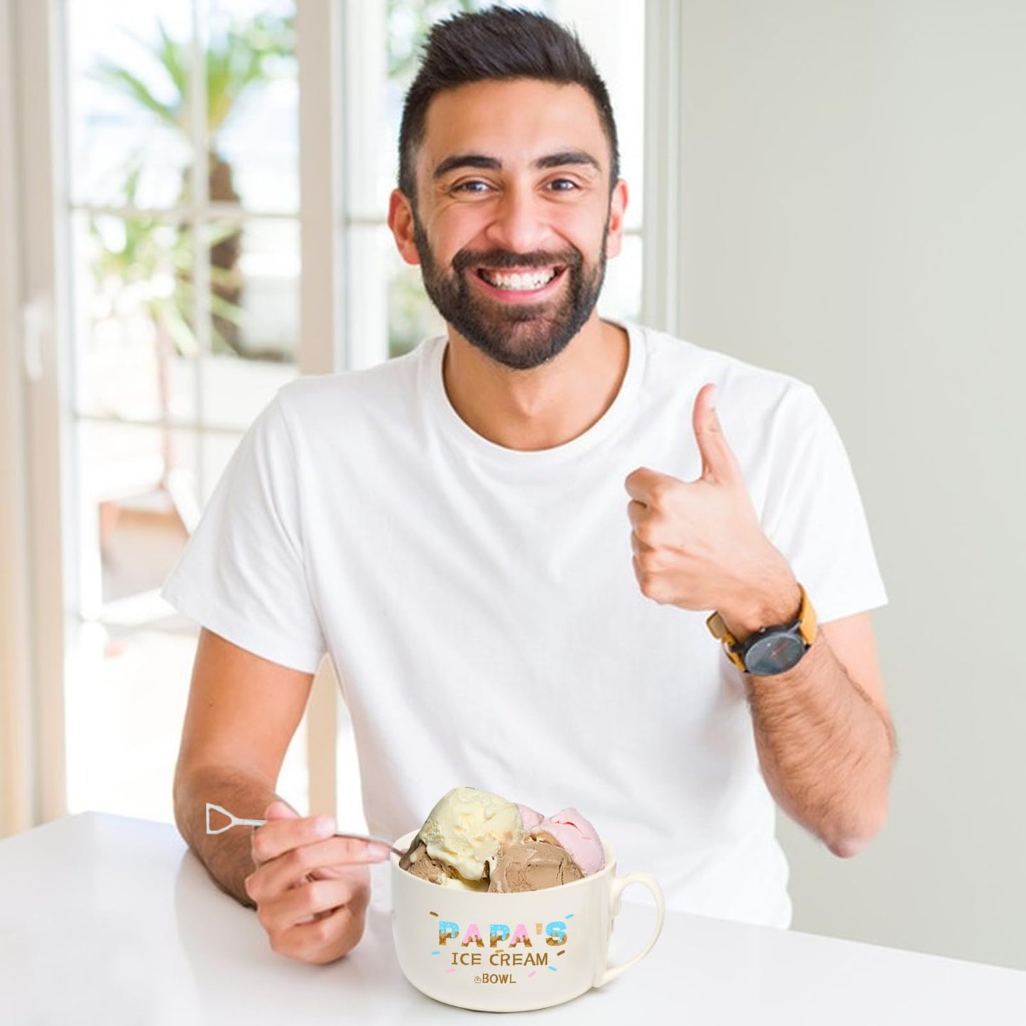 EUUPS Papa Gifts for Christmas Stocking Stuffers, Ice Cream Bowl and Scoop, Shovel Dad's Ice Cream Spoon - Dad Gifts from Daughter Son - Ideal Dad Fathers Day Birthday Gift