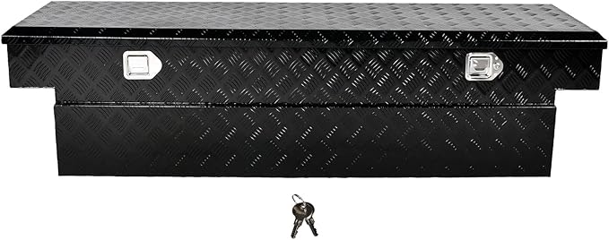 70''Inch Aluminum Truck Tool Box Truck Bed Toolbox Truck Trailer Chest Box Trailer Underbody Storage Organizer Waterproof Square Storage Organizer w/Lock & Keys Black(â69.88" Lx20 Wx17.5 H)