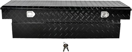 70''Inch Aluminum Truck Tool Box Truck Bed Toolbox Truck Trailer Chest Box Trailer Underbody Storage Organizer Waterproof Square Storage Organizer w/Lock & Keys Black(â69.88" Lx20 Wx17.5 H)