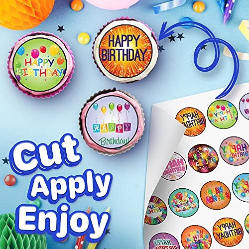 30 x Edible Cupcake Toppers Themed of Happy Birthday Collection of Edible Cake Decorations | Uncut Edible on Icing Sheet