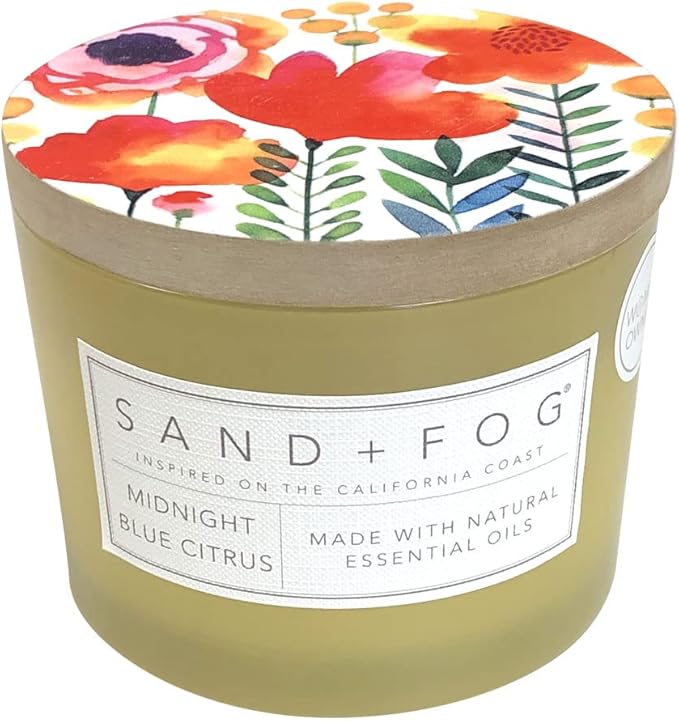 Sand + Fog Scented Candle - Midnight Blue Citrus â Additional Scents and Sizes â 100% Cotton Lead-Free Wick - Luxury Air Freshening Jar Candles - Perfect Home Decor â 12oz
