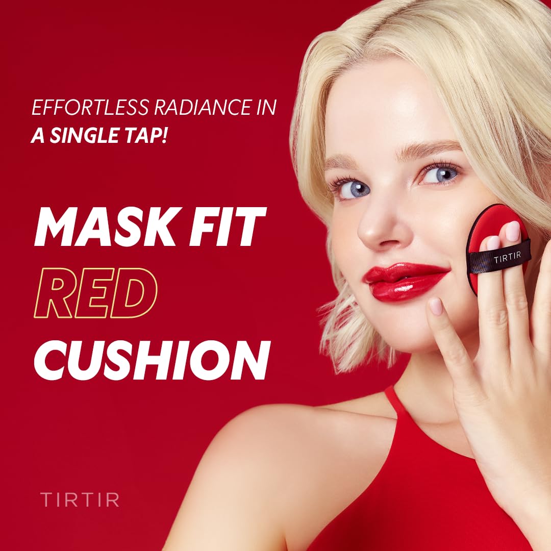 TIRTIR Mask Fit Red Cushion Foundation | Full coverage, Weightless, Skin fit, Satin Glow Finish, Korean Makeup BB Foundation, beauty, Tattoo cover up, Buildable (#34N Pecan, 0.63 Fl Oz)