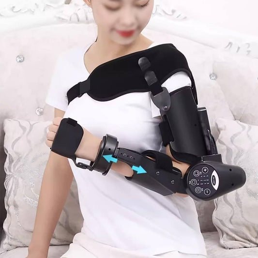 Stroke Hemiplegia Arm Elbow Hand Electric Intelligent Joint Bracket Rehabilitation Robot Equipment Wireless Intelligent Key Control, Hinged Elbow Brace Arm Exerciser,Left
