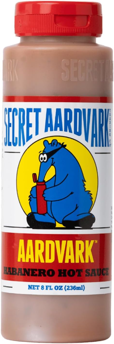 Secret Aardvark Habanero Hot Sauce - Habanero Peppers & Roasted Tomatoes, Medium Spiced Hot Sauce, BBQ Sauce, Non-GMO, Low Sugar, Low Carb, Hot Sauce & Marinade - 8 fl oz 1 Pack