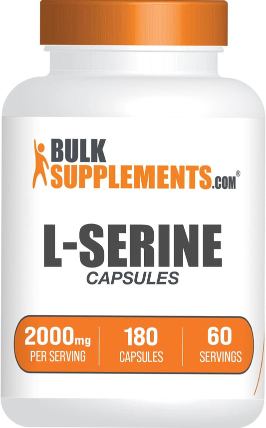 BulkSupplements.com L-Serine Capsules - Serine Supplement, Amino Acids Supplement - Gluten Free, 3 Capsules per Serving, 180 Count (Pack of 1)