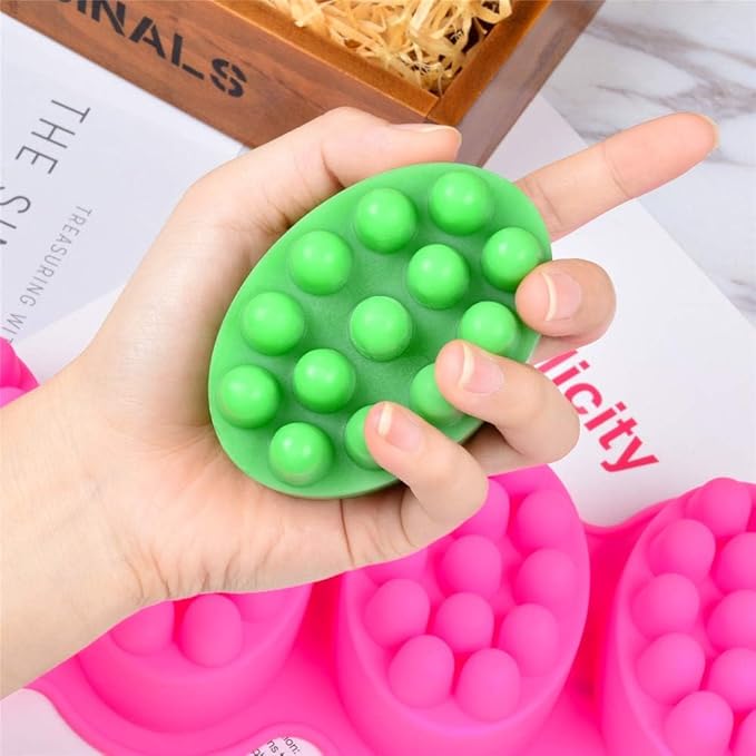 2 Pcs Massage Mold, SJ 4 Cavity Silicone Massage Bar Soap Mold, Food Grade Silicone Mold, BPA Free Soap Making Trays, Pink