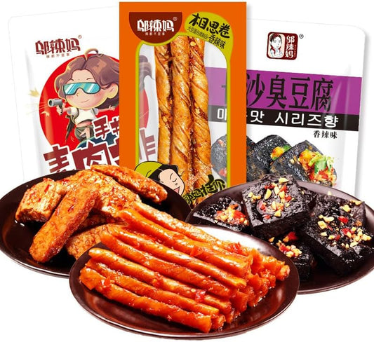 Chinese latiao spicy strips snack, Instant spicy latiao snack gift pack, Small gluten, Changsha spicy dried stinky tofu, Mixed flavor, Hunan specialty spicy sticks, Leisure snack (16 packs)