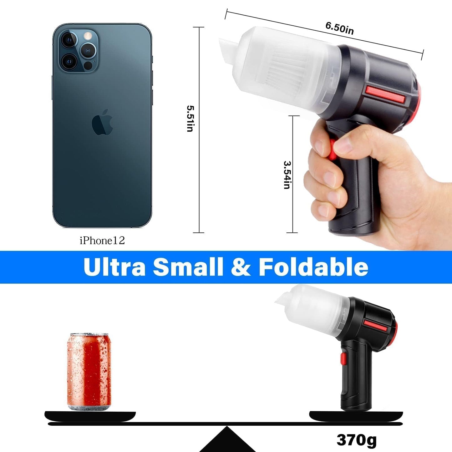 Meudeen Air Duster - Computer Vacuum Cleaner - for Keyboard Cleaning- Cordless Canned Air- Powerful - Energy-Efficient(Air-01)