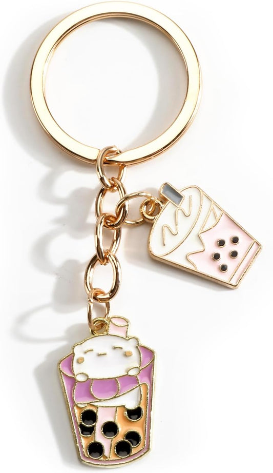 Bubble Tea Keychain for Girls Boba Milk Tea Keychains for Boba Lovers Teen Girl Gift Idea