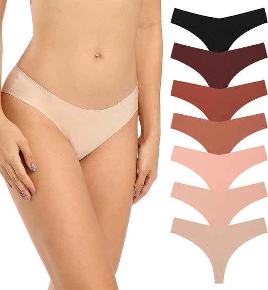 SHARICCA Women No Show Seamless Underwear Thong Invisible Soft Panties Multi Pack