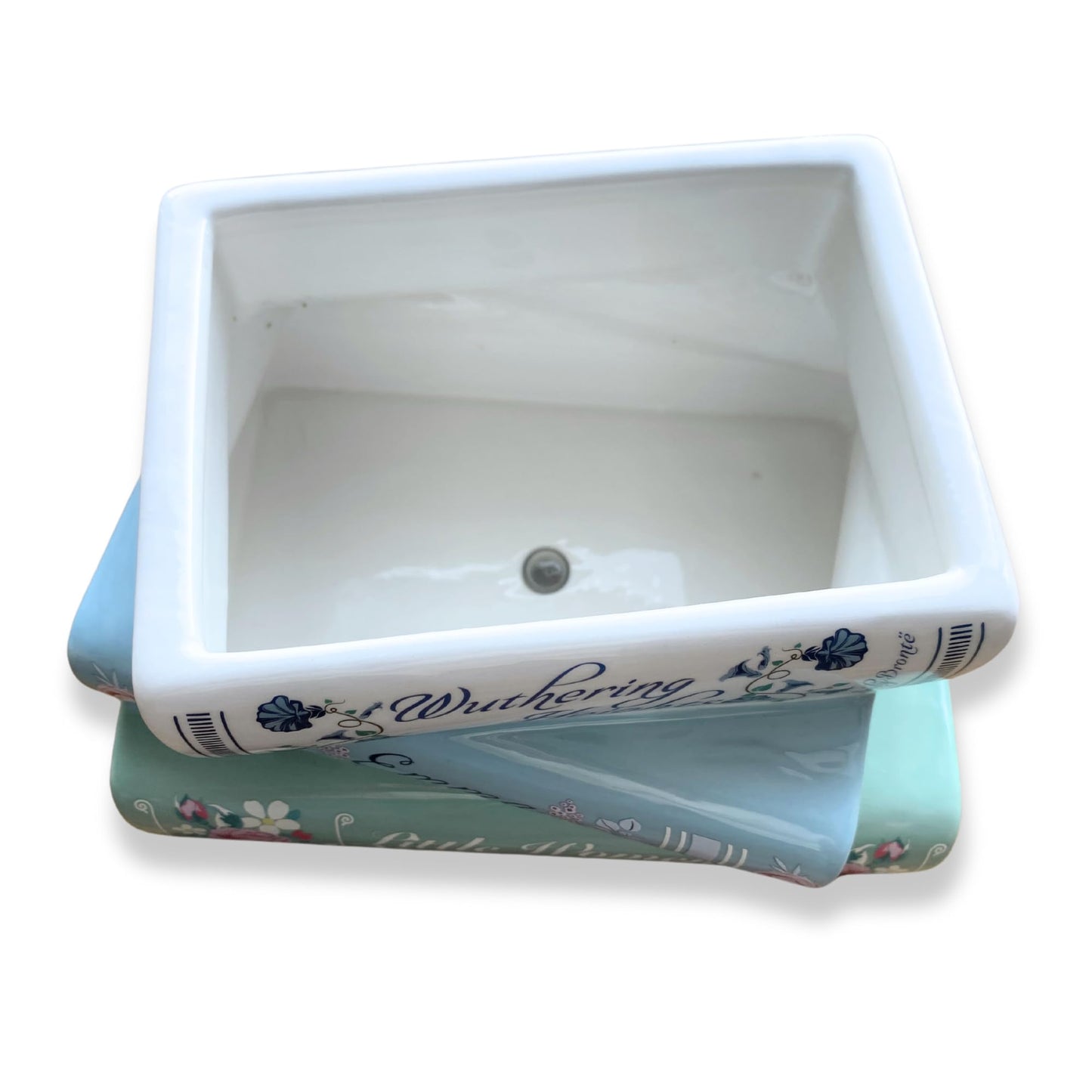 Steel Mill & Co Small Book-Shaped Decorative Ceramic Planter for Home Decor, Bookshelf, Classic Titles Bookstack, 5" x 7"" x 3.75"""