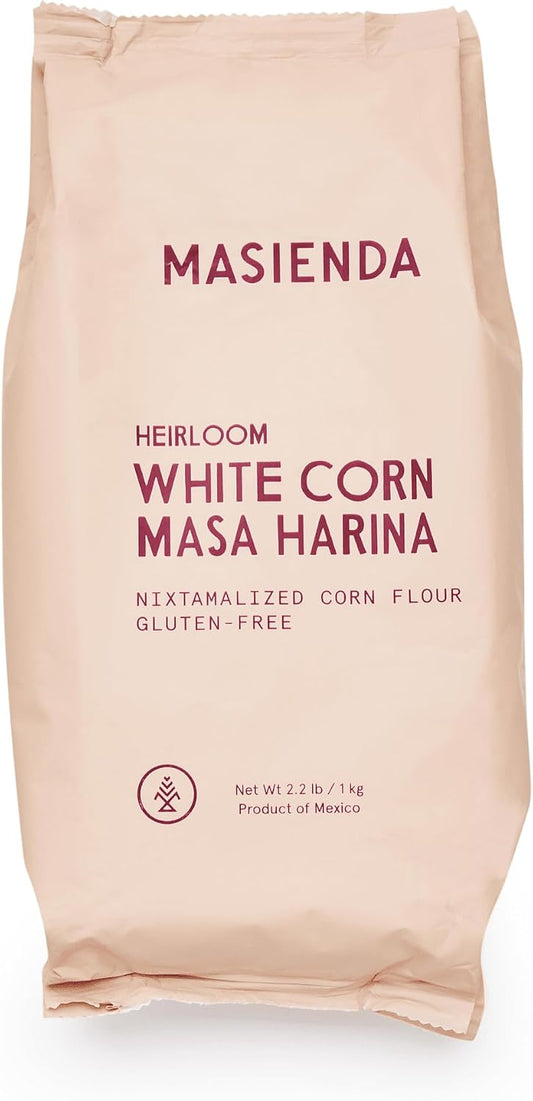 Masienda Heirloom White Corn Masa Harina/Flour. Nixtamalized Corn Flour Perfect for Corn Tortillas, Tamales, Tostadas, Pupusas, Arepas and More. Gluten-Free, Non-GMO, Preservative-Free. 2.2 Pounds.