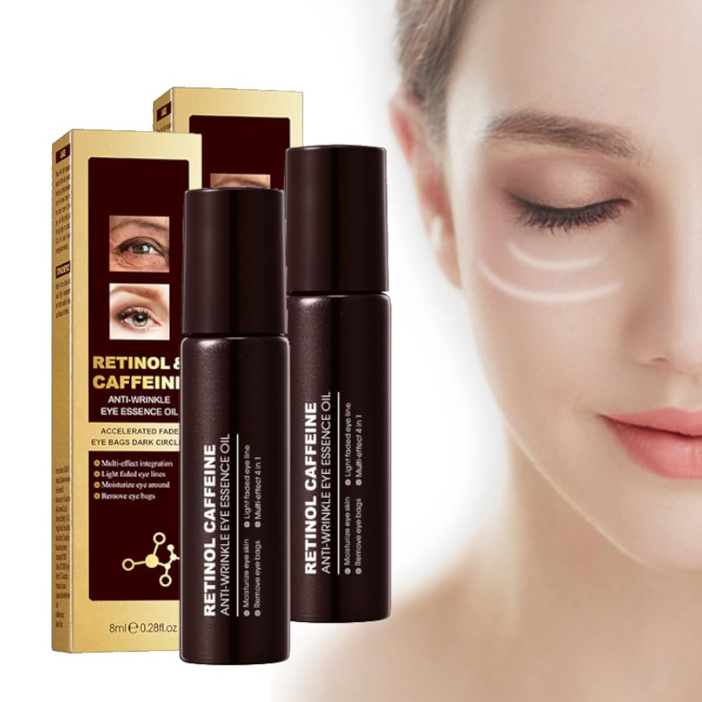 2 Pack Caffeine Eye Serum Under Eye Roller Cream For Dark Circles And Puffiness, Caffeine Eye Cream 360 Massage Ball Reduce Fine Lines Wrinkles And Bags Under Eyes, Hydrates Brightens Under Eye Area