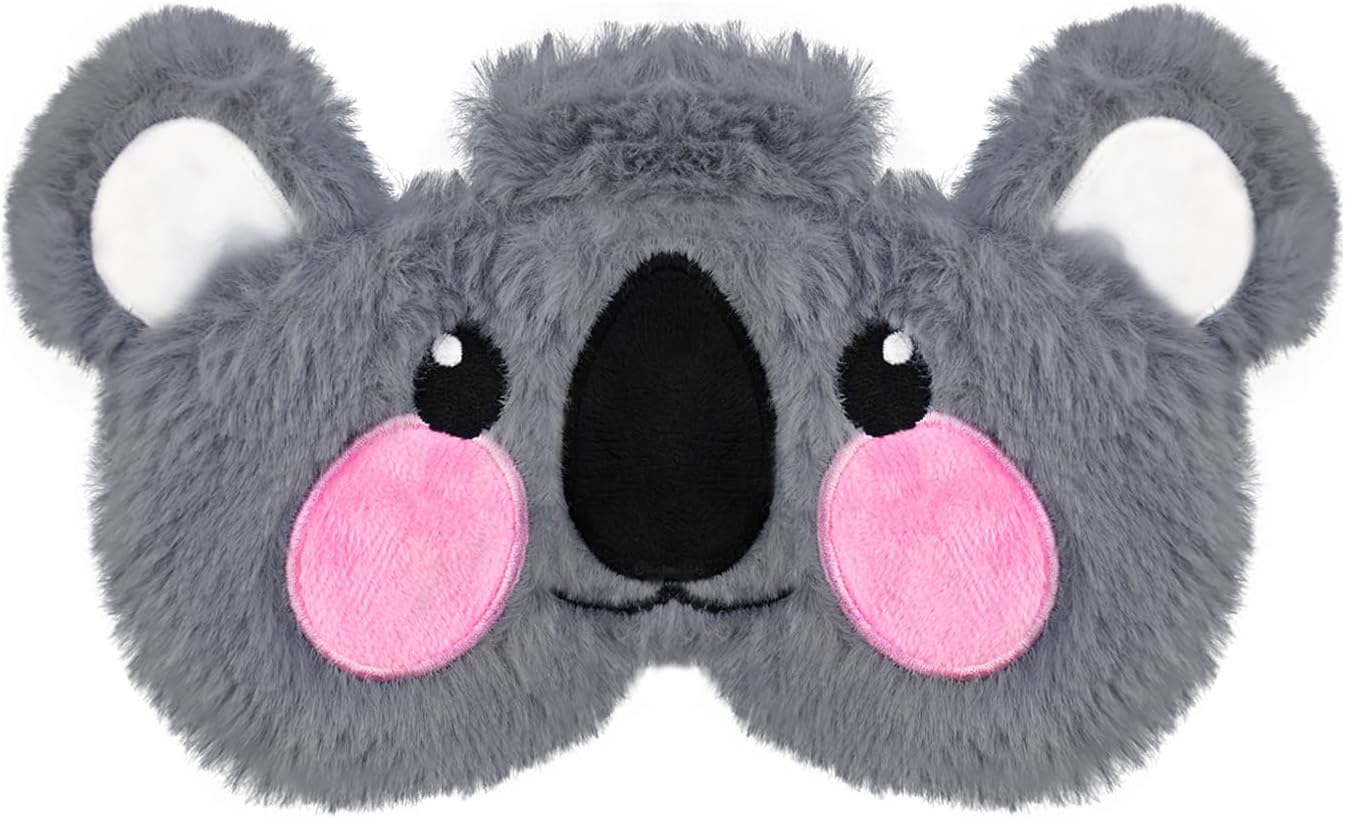 Cute Sleeping Masks Cartoon Animal Eye Mask Soft Plush Sleep Mask Travel Blindfold Eye Cover Funny Novelty Eye Shade for Women Men (Grey Koala)