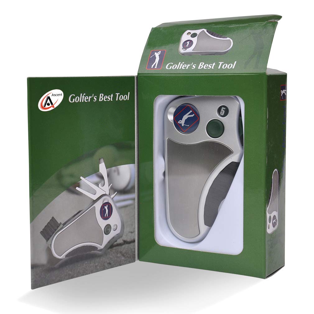 Golfer's Best Tool – 6-in-1 Golf Multitool for Men & Women | Stroke Counter, Divot Repair, Brush, Ball Marker, Cleat Tightener, Club Cleaner | Compact Golf Gift & Souvenir