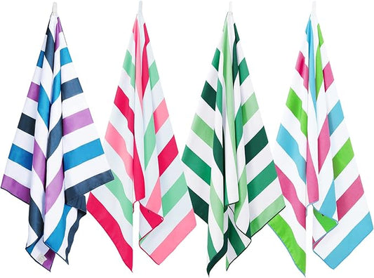 Exclusivo Mezcla 4 Pack Microfiber Quick Dry Beach Towels, Oversized Lightweight Sandfree Pool Towels for Swimming Camping Travel with Bagn (Mixed Color, 35x70 Inches)