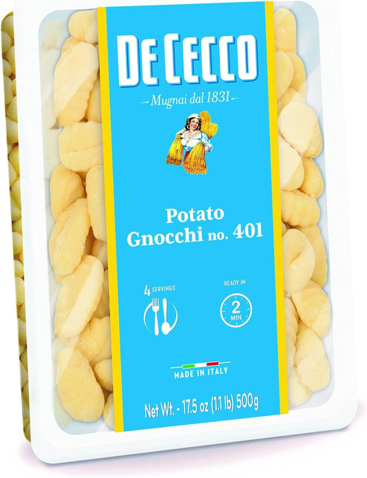 De Cecco Pasta, Potato Gnocchi No.401, 17.6 OZ - Made in Italy, High in Protein & Iron, Bronze die