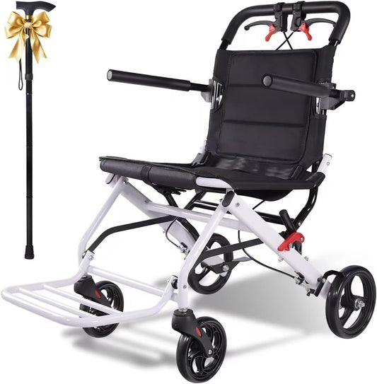 Lightweight Foldable Transport Wheelchair for Adults, 18.1” Wide Seat (Upgraded from 15.7”), Easy Folding, Travel-Friendly Design, Daily Assistance & Caregiver Convenience, Folding Chair