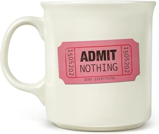 Genuine Fred ADMIT NOTHING, Say Anything Mug, 16-Ounce Ceramic Mug, Microwave and Dishwasher Safe, Double-Sided Artwork