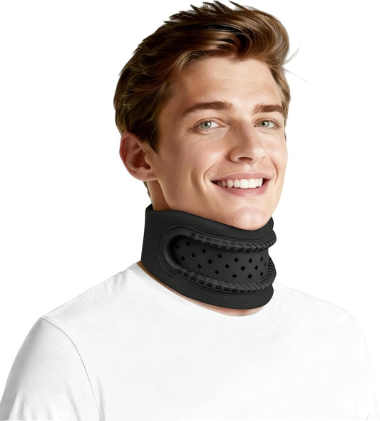 Neck Brace for Neck Pain and Support, Soft Cervical Collar for Men&Women, Neck Braces, Skin-Friendly Fabric,Memory Foam Wrapped in Silicone Breathable Hard Frame