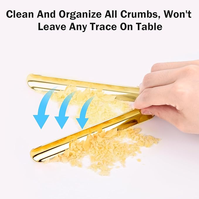 Crumbers for Servers, Restaurant Crumb Sweepers, Crumb Cleaner Curved, Table Debris Crumb Scraper Serveware, Stainless Steel Table Crumber Tool for Waiters, Waitresses and Servers (10 PACK, Gold)