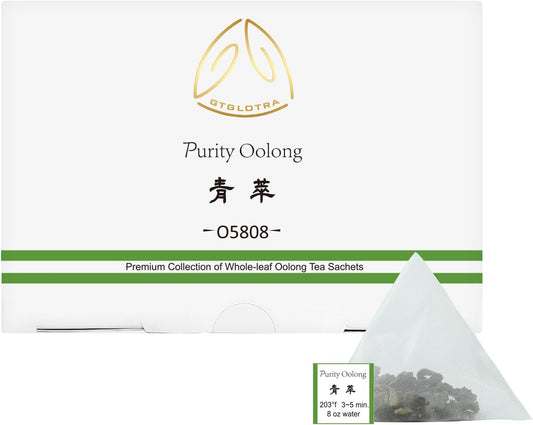 GTGLOTRA Oolong Tea Bags, 24 Whole Leaf Tea Bag, Alternative To Caffeine, 100% Natural Pure Tea, Stress Relief Pyramid Teabags, Suitable for Gifts, Office Reception, Vegan