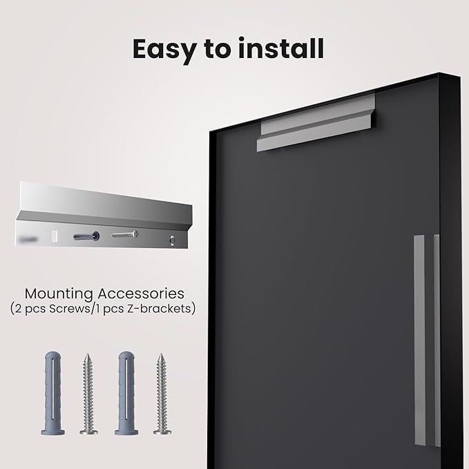 LOAAO Black Bathroom Mirror 60"X40" for Wall, Rectangle Bathroom Vanity Mirror, Tempered Glass, Hangs Vertically or Horizontally, Easy to Install, Modern Design