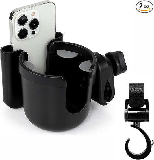 Accmor 2-in-1 Walker Cup Phone Holder with Hook Set, Wheelchair Cup Holder, Rollator Cup Holder, Cup Phone Holder for Walker, Wheelchair, Rollator, Mobility Scooter