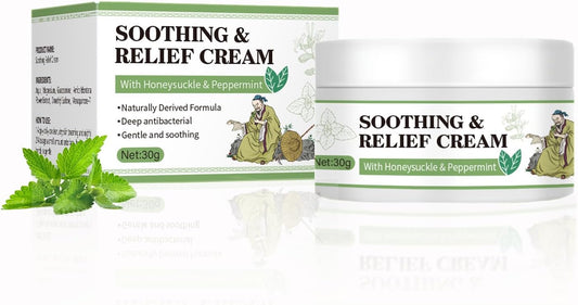 Soothing Relief Cream with Honeysuckle & Calendula, Cooling Anti Itch for Sensitive Skin,Moisturizing Cream for Various Parts of the Body, Fast-Absorbing & Non-Greasy Formula