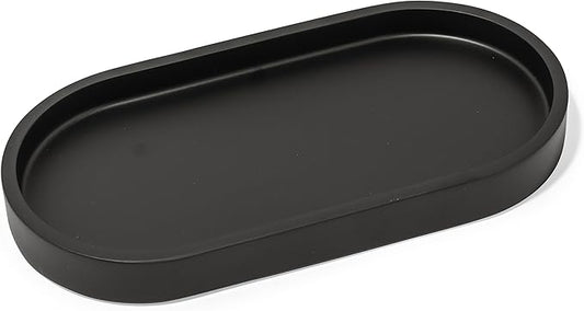Matte Black Round Soap Dispenser Tray, 8â Soap and Lotion Bottle Tray Organizer Plate for Bathrooms, Kitchens, Countertops - Holds 2 Soap Dispensers