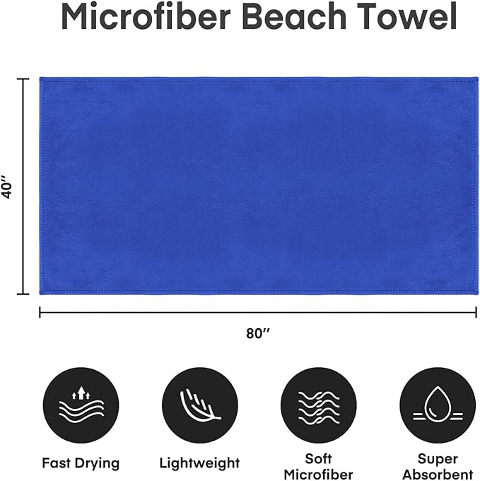JML Microfiber Bath Sheet Towels, Extra Large Bath Towel for Adult, 2 Pack, 40" x 80", Super Absorbent, Fast Drying, Soft for Body, Shower,Sauna,Yoga,Sport, Fitness,Gym, Dark Blue