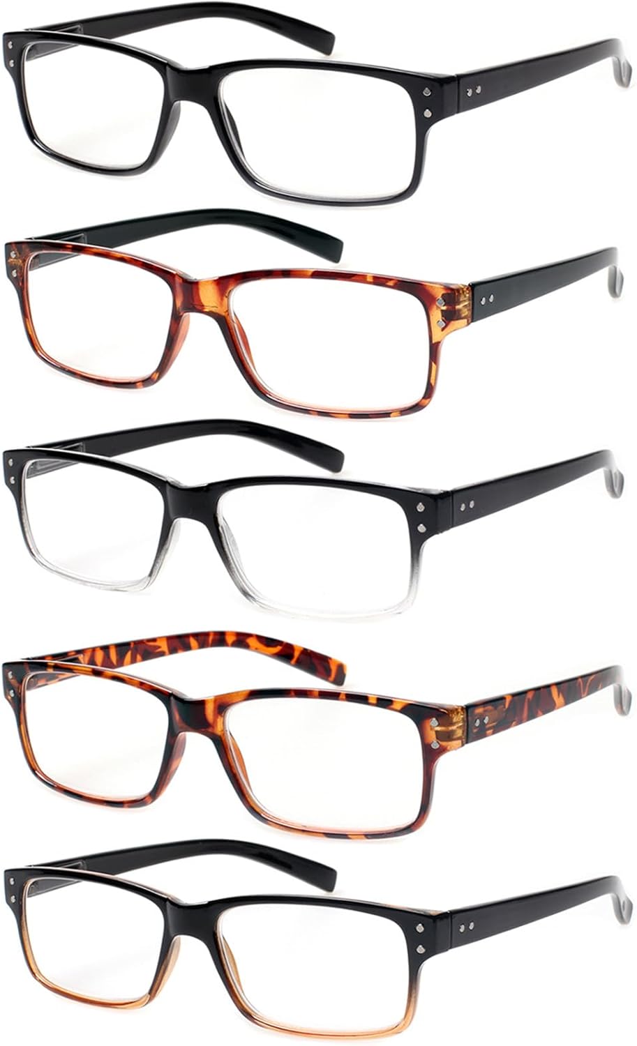 NORPERWIS Reading Glasses 5 Pairs Quality Readers Spring Hinge Glasses for Reading for Men and Women (5 Pack Mix Color, 1.00)